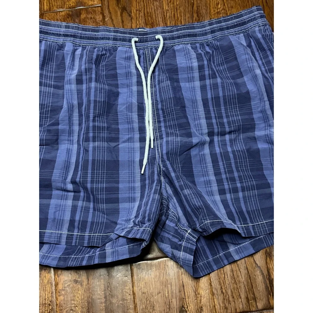 Polo Ralph Lauren Mens Blue Plaid Swim Trunks XXL Mesh Lined Board Shorts